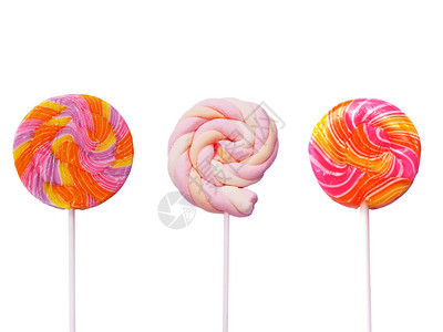 五颜六色的棒糖果与孤立的白色背景上的棍子图片