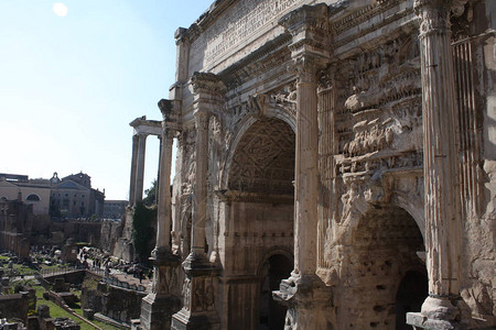 塞普蒂米乌斯西弗勒斯拱罗马论坛罗马意大利的细节石拱门建于公元203年图片