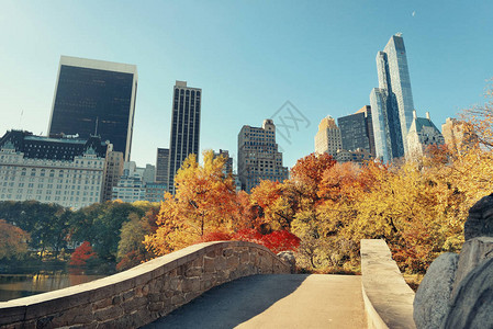 曼哈顿中央公园纽约市秋天有图片