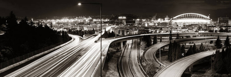 晚上西雅图有交通灯图片