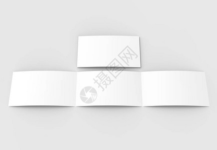 空白的三折水平景观小册子模板背景图片
