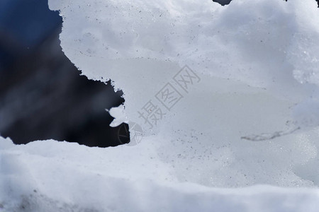 雪的冬季背景冰冻块的特写在下雪日上图片