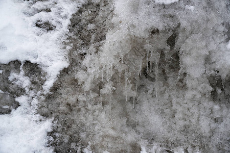 雪的冬季背景冰冻块的特写在下雪日上图片