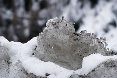 雪的冬季背景冰冻块的特写在下雪日上图片