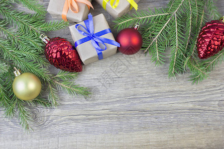 圣诞fir树枝装饰和背景图片