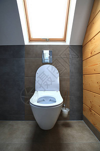 闪亮的白色现代厕所带窗户的厕所厕所通过窗户图片