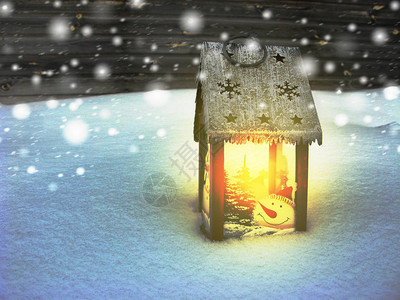 灯笼上点着蜡烛圣诞节晚年亮光冬季贺背景图片