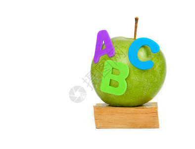 绿色苹果和ABC字母写图片