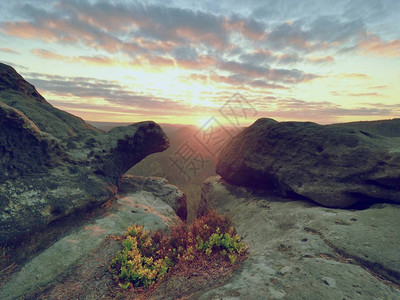 落基峰空山峰沙岩悬崖的清晨景象图片