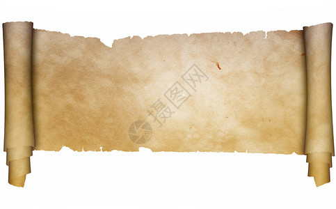 古代纸板的卷状上面有撕裂边缘图片