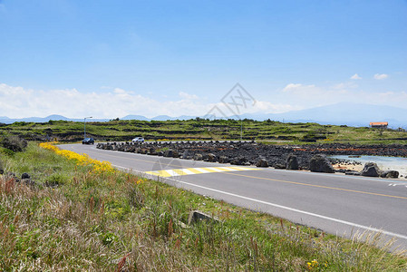 济州朝天邑城咸海岸公路景观图片