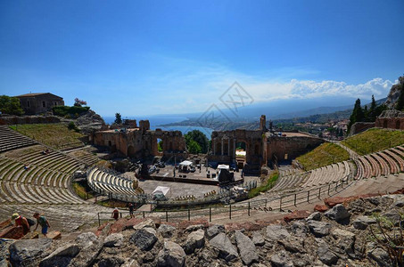 西里岛2015年8月26日希腊剧院为举办戏剧或音乐表演而生图片