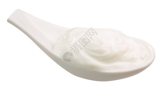 一勺酸奶油酸奶或浓奶背景图片