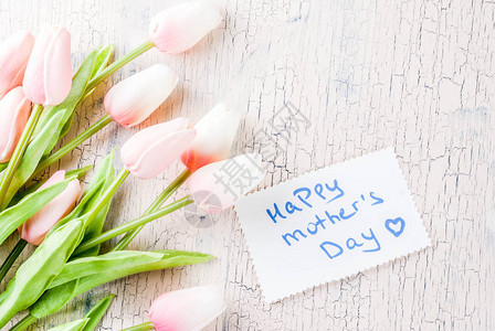 母亲节概念贺卡背景鲜花郁金和祝辞图片