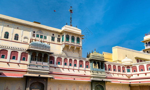 斋浦尔城市宫殿的墙壁印度拉贾斯坦邦图片