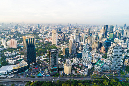 Bangkok市风景现代办公大楼在泰国城市图片