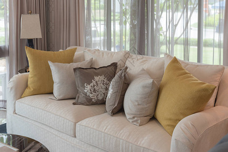 室内设计概念带有一套枕头的客厅古典图片