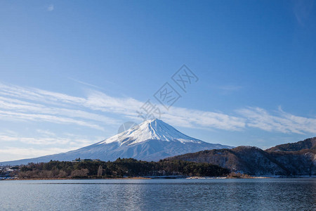 冬天河口湖的富士山图片