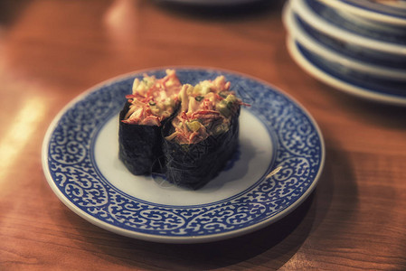 美味海鲜寿司的特写图片