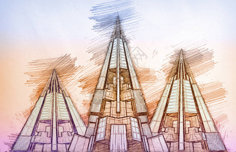 未来的金字塔城背景图片