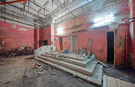 苏联研究所的大型废弃地下室背景图片
