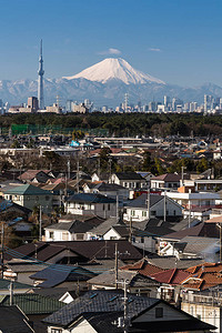东京市风景东京天树和东京市中心建筑图片