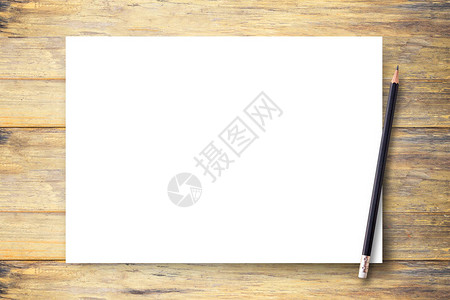白色空白纸或记事本与棕色木桌背景上的铅笔使用墙纸进行教育商业照片记下带有纸张和概念对象或复制空图片
