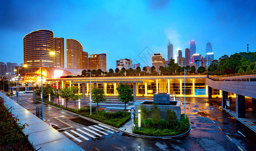 广西南宁高层城市夜景背景图片