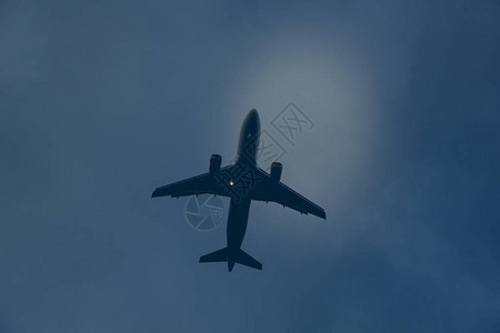 飞机在蓝天上飞行图片