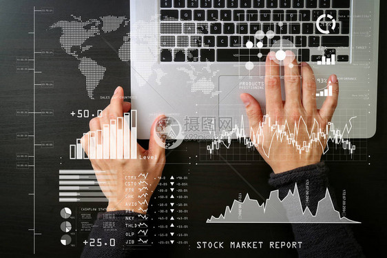 投资者使用商业智能BI分析股票市场报告和财务仪表板图片