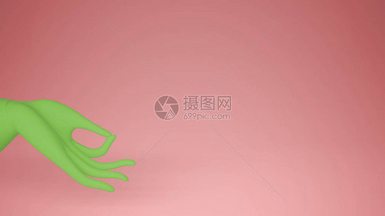 Gyan泥土绿手瑜伽默思平静的豆子概念粉红流行艺术平面背图片