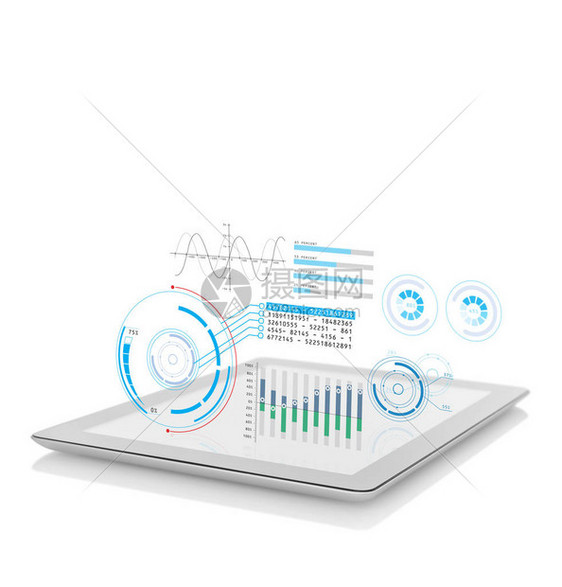 数字平板电脑上的图表投影图片