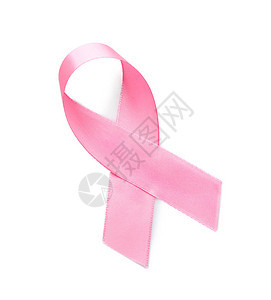 白色背景上的粉红丝带乳腺癌概念图片