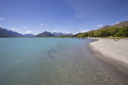 瓦纳卡树和瓦纳卡湖海岸线罗伊斯湾图片