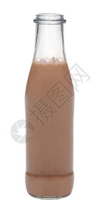 玻璃瓶巧克力牛奶特写图片