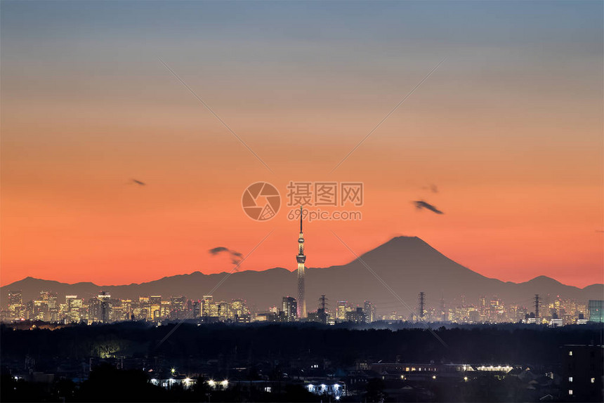 东京市中心建筑区与东京天树和藤高清图片下载-正版图片505305049-摄图网