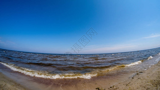 夏季海沙滩和清蓝的天空放松概背景图片