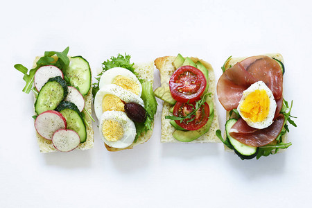 三明治加不同填料蔬菜图片