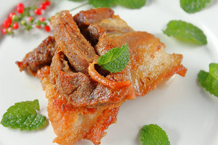 炒猪肉或泰国食品泰文食品图片