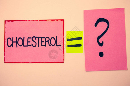 手写文字本Cholesterol概念意指低密度利波普罗泰因高密度Lipoprotein脂肪超重思想信息粉红色纸质传达图片