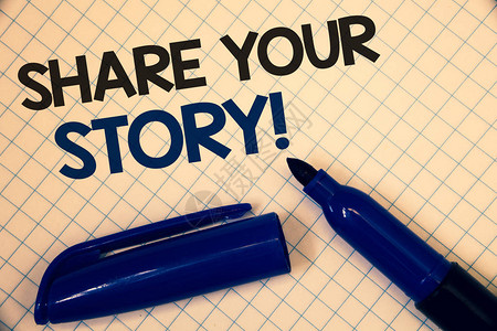 手写文字书写分享你的故事励志电话概念意义体验怀旧记忆个人文本两字书写纸打开蓝色标记图片