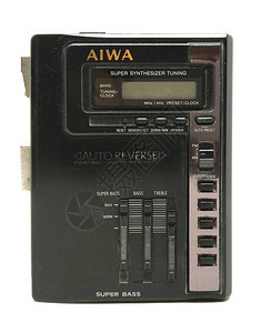 旧式肮脏的AIWA便携式录音磁带无线电播放器图片
