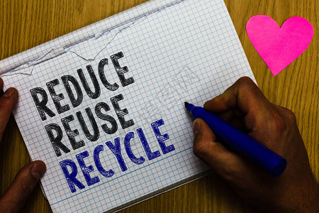 手写文本减少重复使用回收概念意义方法可以消除浪费保护您的环境纸寄存器多行文本笔手图片