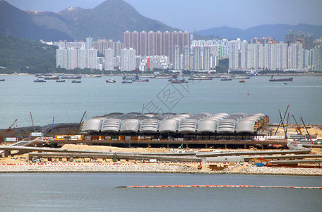 2017日在香港的珠海澳门香港大桥机场湾建设机场湾正在进行填海工程图片