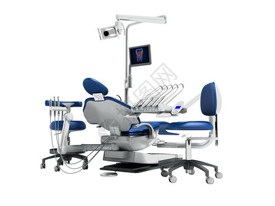现代深蓝牙椅和背光软盘背光和3D后工作监视器背景图片
