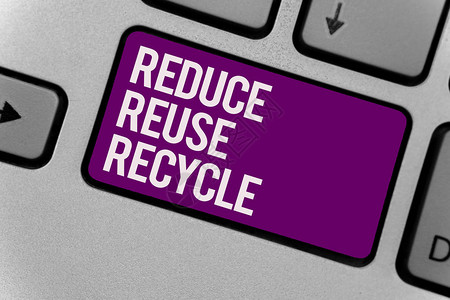 显示减少再使用回收的文本符号概念照片方法可以消除废物保护您的环境键盘办公室打字类工作点击指定按图片