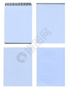 孤立在白色背景上的笔记本集合蓝色笔记本套装孤立图片