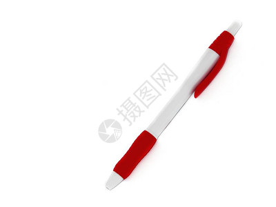 在白背景上隔离的红色自动笔图片