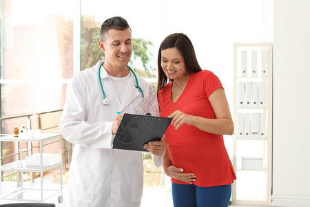 孕妇在医院的年轻医生病人咨图片