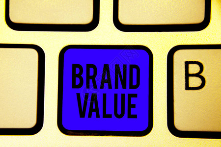 显示品牌价值的文字符号概念照片公司从名称可识别的产品中生成键盘蓝键意图创建计算机图片